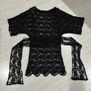 Black Lace Beach Cover Up Dress